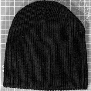 Black Acrylic Ribbed Knit Beanie [Winter Ski Sock Hat Toboggan Toque Tuque]